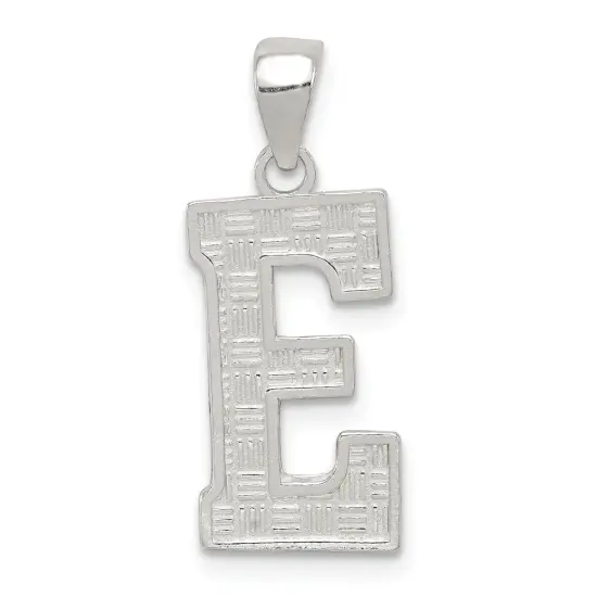 Sterling Silver Initial Letter E Charm Pendant Jewelry 25mm x 9mm {1}
