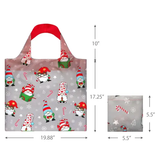 Wrapables Christmas Holiday AllyBag Collection Reusable Shopping Bag Gnomes Gray {2}