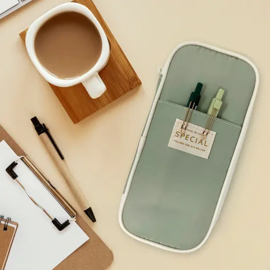 Wrapables Large Capacity Pencil Case, Expandable Pencil Pouch for Stationery Tools Pistachio Green {5}