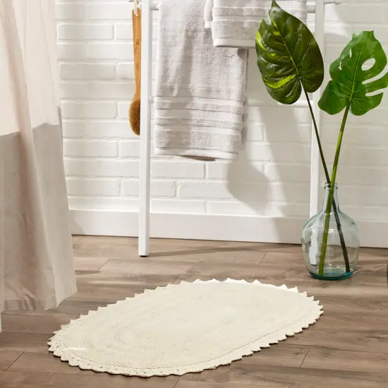 DII Off White Large Oval Crochet Bath Mat {2}