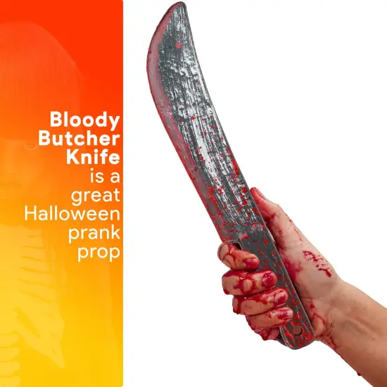 Bloody Butcher Knife Prop - Blood Stained Fake Costume Knives Props for Zombie Costumes {2}