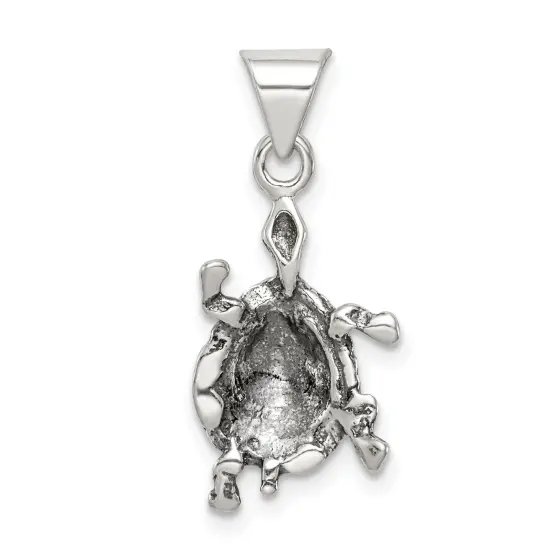 Sterling Silver Antiqued Turtle Charm Pendant Jewelry 18mm x 11mm {3}