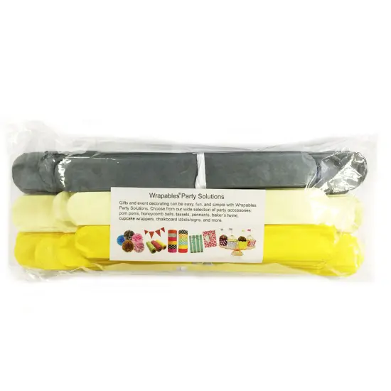 Wrapables Set of 18 Tissue Pom Pom Party Decorations for Weddings, Birthday Parties Baby Showers and Nursery Decor, Gray/Yellow/Ivory {2}