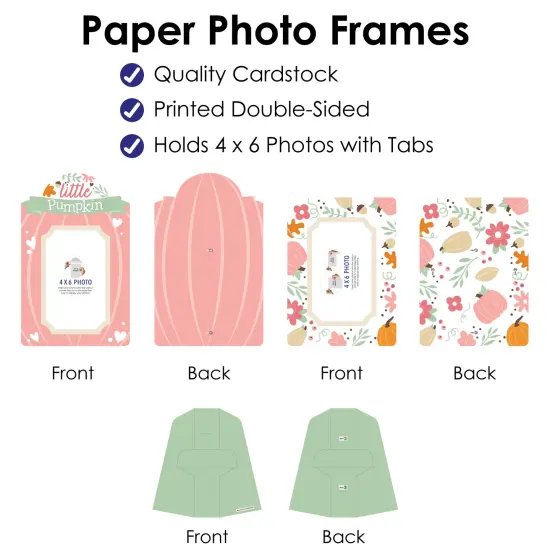 Big Dot of Happiness Girl Little Pumpkin - Fall Birthday Party or Baby Shower 4x6 Picture Display - Paper Photo Frames - Set of 12 {6}