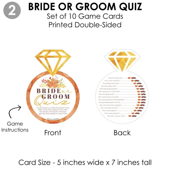 Big Dot of Happiness Fall Foliage Bride - 4 Autumn Leaves Bridal Shower Games - 10 Cards Each - Gamerific Bundle {7}