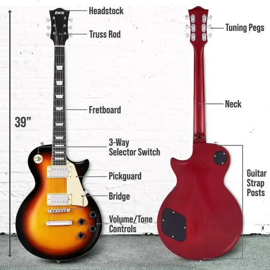 LyxPro 39" Les Paul Solid Body Beginner Electric Guitar {6}