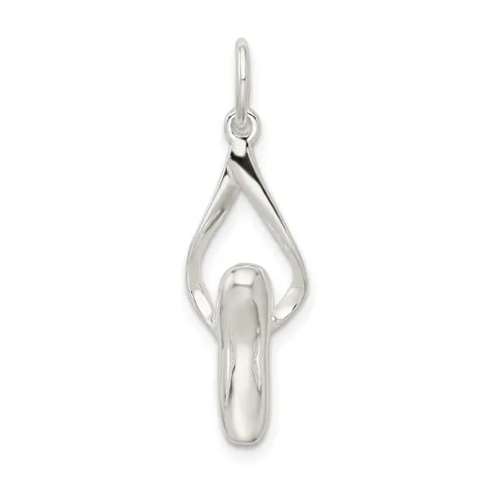 Sterling Silver Ballet Slipper Charm Jewerly 28mm x 11mm {5}