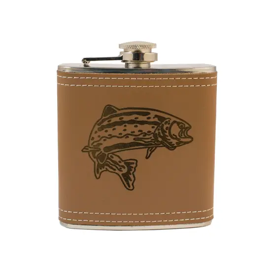 6oz Trout Leather Flask {1}