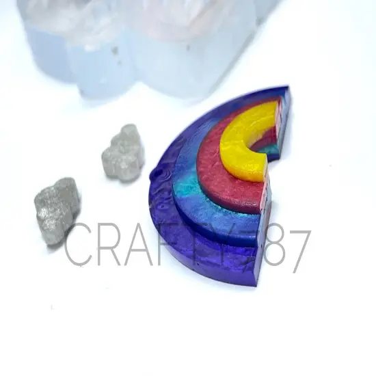 Rainbow Dangle Layered + Cloud Stud Earring Silicone Mold (C10) {2}