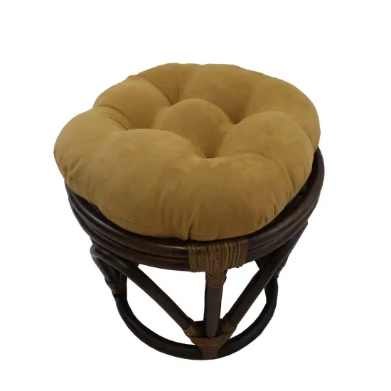 18-inch Round Solid Micro Suede Tufted Footstool Cushion - Camel {1}