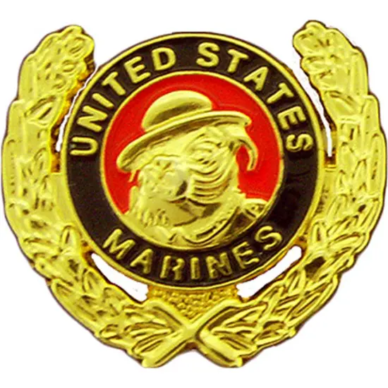 PINS- USMC, Marine Core BULLDOG, WREATH (1-3/16") {1}