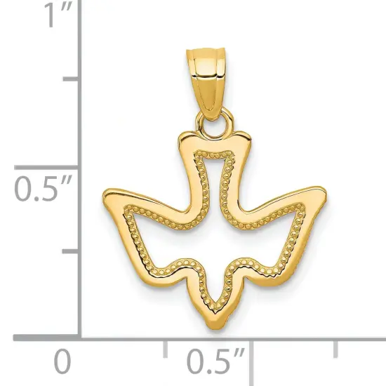 10K Gold Dove Charm Pendant Jewelry 20mm x 16mm {2}