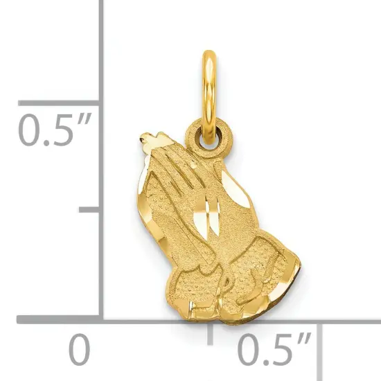10K Yellow Gold Praying Hands Charm Pendant Jewelry 16mm x 10mm {3}