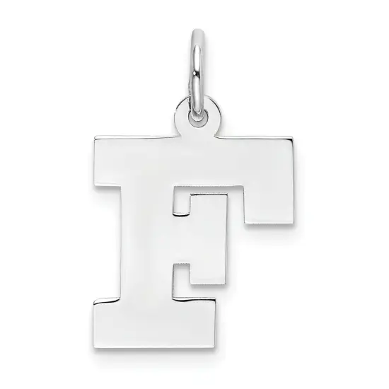 Sterling Silver Medium Block Initial Letter F Charm Jewerly 19mm x 12mm {1}