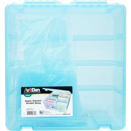 ArtBin Super Satchel Double Deep Box W/Dividers-15.25"X14"X6.25" Aqua Mist {1}