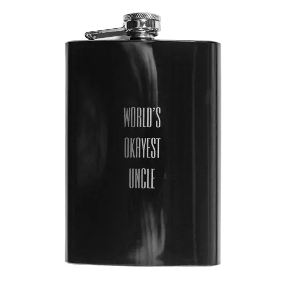 8oz BLACK World's Okayest Uncle Flask {1}