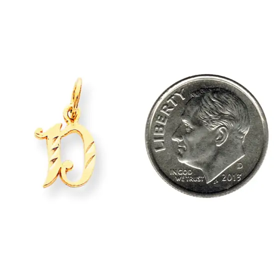 10K Yellow Gold Initial D Charm Letter Jewelry New 20 X 11mm {2}