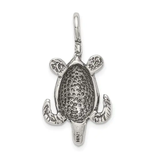 Sterling Silver Antiqued Sea Turtle Pendant Charm Jewerly 23mm x 16mm {3}