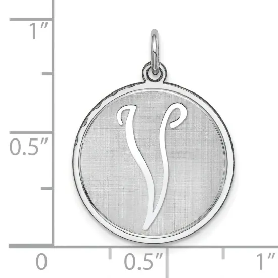 Sterling Silver Brocaded Initial Capital V Charm Jewerly 27mm x 20mm {5}