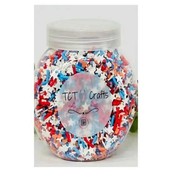 150g Patriotic Flag Polymer Clay Faux Sprinkle Mix - Ideal for Fake Bakes, Clay Art, Slime - Vibrant and Festive {1}