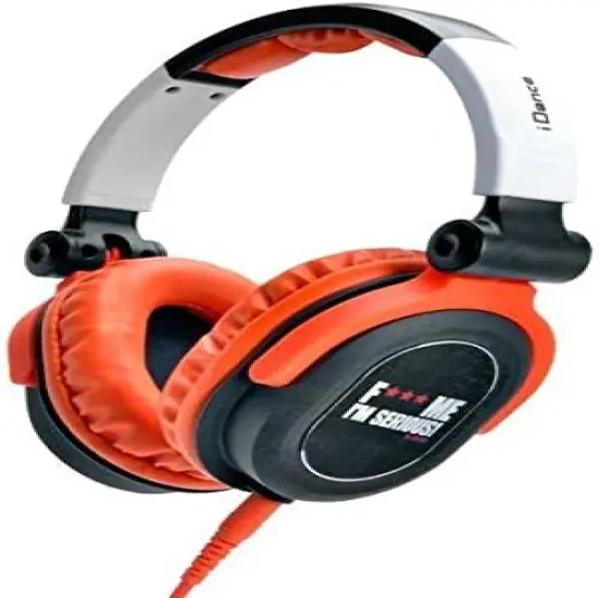 IDANCE ORANGE/WHITE SWIVEL CUP DJ HEADPH {1}