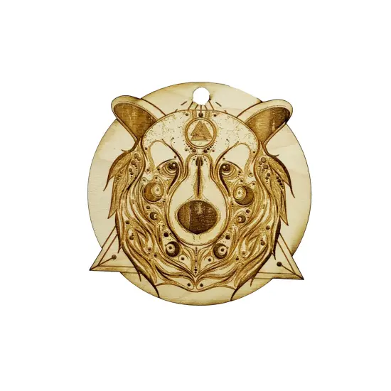 Ornament - Bear Valknut - Raw Wood {1}
