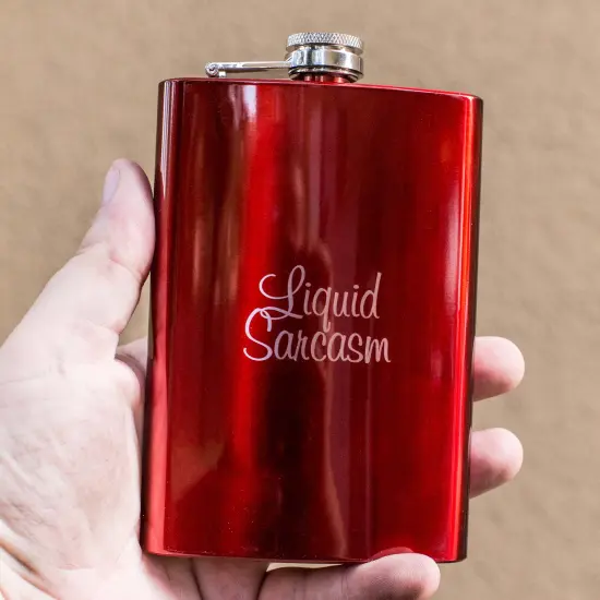 8oz RED Liquid Sarcasm Flask {3}