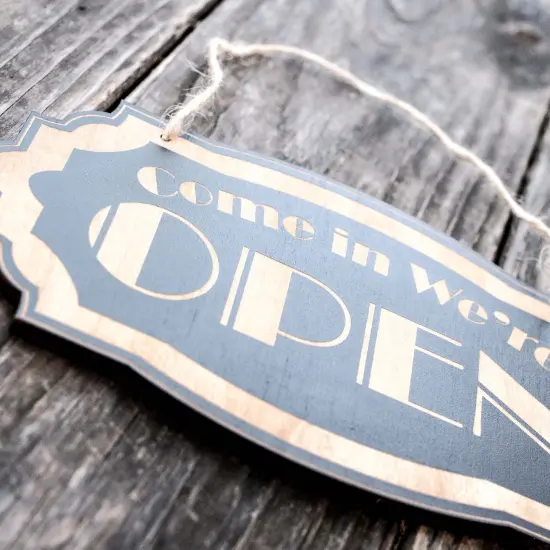 Come in We're Open - Black Door Sign 10X5" {2}