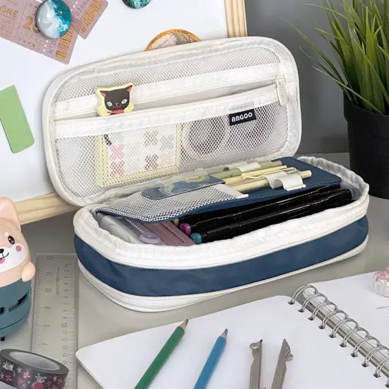 Wrapables Large Capacity Pencil Case, Expandable Pencil Pouch for Stationery Tools Khaki {10}