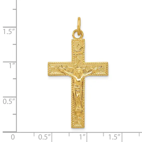 Silver Gold Plated INRI Crucifix Pendant Jewerly 72.8mm x 39.8mm {2}
