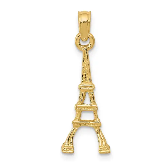 14K Gold Eiffel Tower Charm Polished Paris Pendant Jewerly 24mm x 9mm {1}