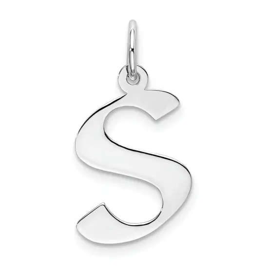 Sterling Silver Medium Artisian Block Initial S Charm Jewerly 21mm x 13mm {1}