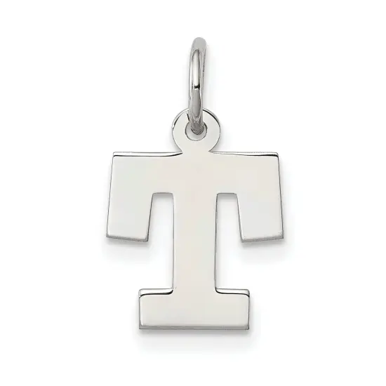 Sterling Silver Small Block Initial Letter T Charm Jewerly 16mm x 10mm {1}