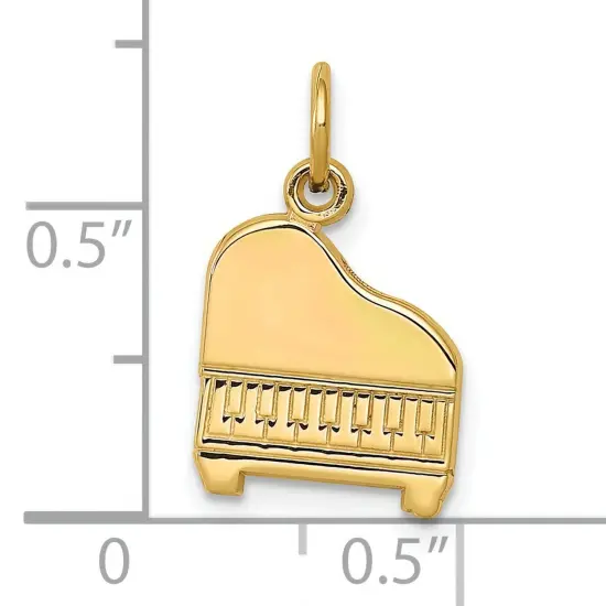14K Yellow Gold Piano Charm Music Pendant Jewelry 17mm x 11mm {4}