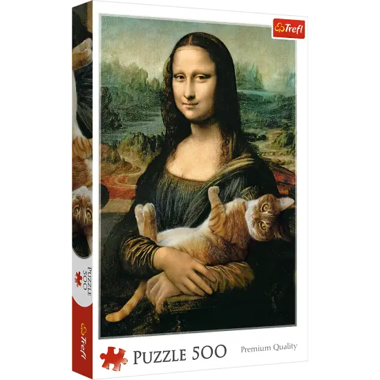 500 Piece Jigsaw Puzzles, Mona Lisa and a Purring Kitty, Da Vinci Puzzles, Art Puzzles, Adult Puzzles, Trefl 37294 {1}