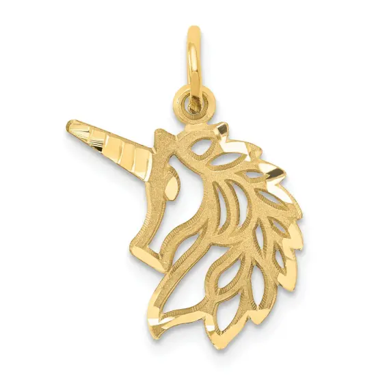 14K Yellow Gold Unicorn Charm Pendant FindingKing Jewerly 20mm x 15mm {1}
