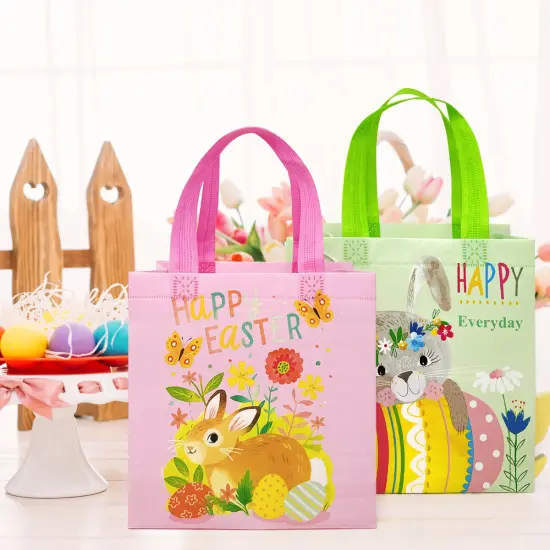 Wrapables Non-woven Easter Gift Bags, Easter Treat Bags for Egg Hunt (Set of 8) Bunnies {4}