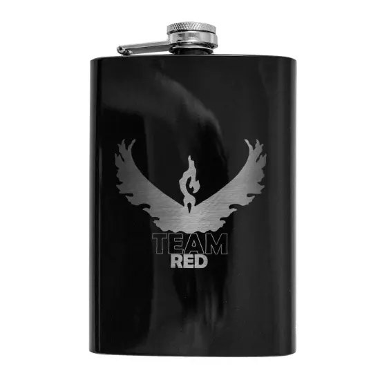 8oz BLACK Team Red Flask {1}