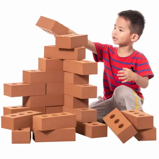 Construction Stacking Building Red Brick Block, Rectangle Foam Kids creative toy bric, 25 Pack {2}