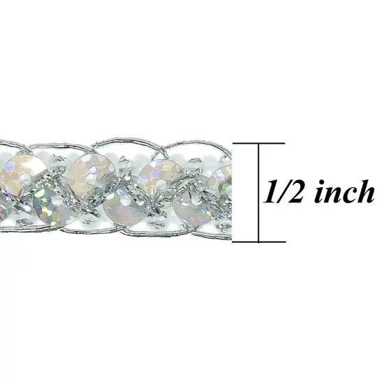 100yards of Thea Sequin Braid Cord Trim | 100 yard cut Silver {4}