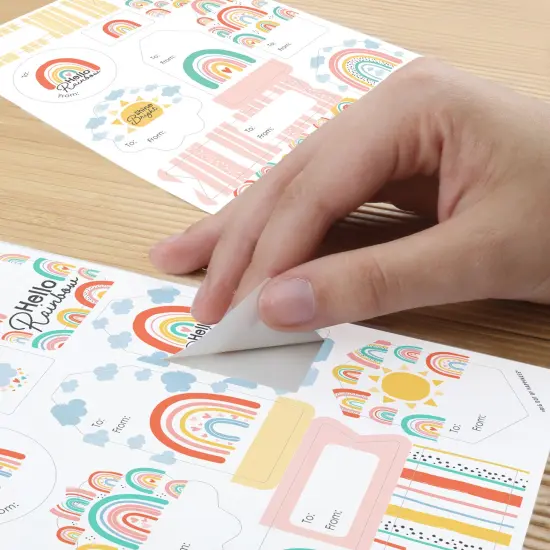Big Dot of Happiness Hello Rainbow - Assorted Boho Baby Shower and Birthday Party Gift Tag Labels - To and From Stickers - 12 Sheets - 120 Stickers {6}