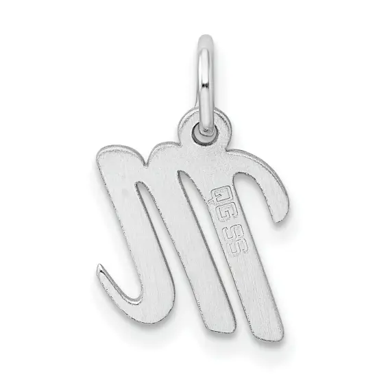 Sterling Silver Small Script Initial Letter M Charm Jewerly 16mm x 8mm {3}
