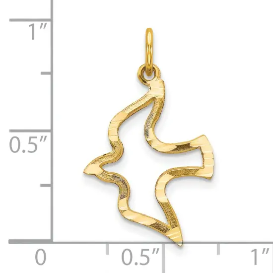 10K Gold Holy Spirit Dove Charm Religious Jewelry 25mm x 16mm {4}