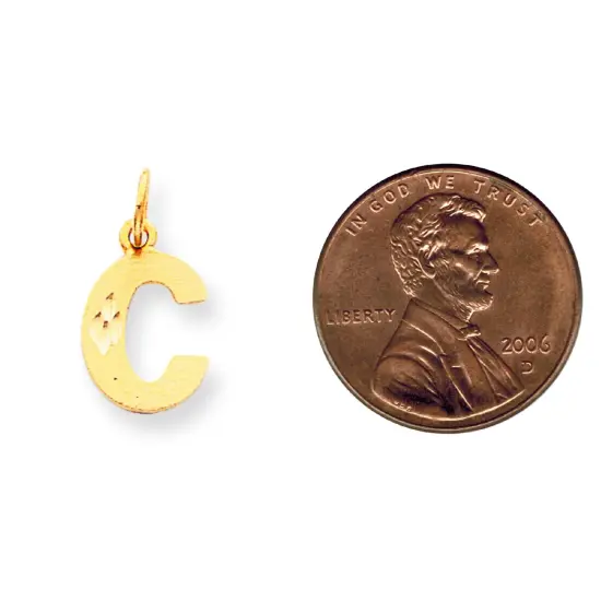 10K Yellow Gold Initial C Charm Letter FindingKing Jewerly 20mm x 11mm {2}