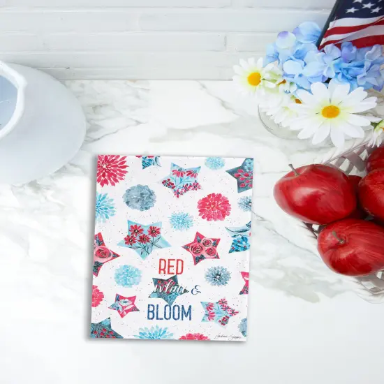 "Red White & Bloom " Patriotic Kitchen Dishtowel {3}