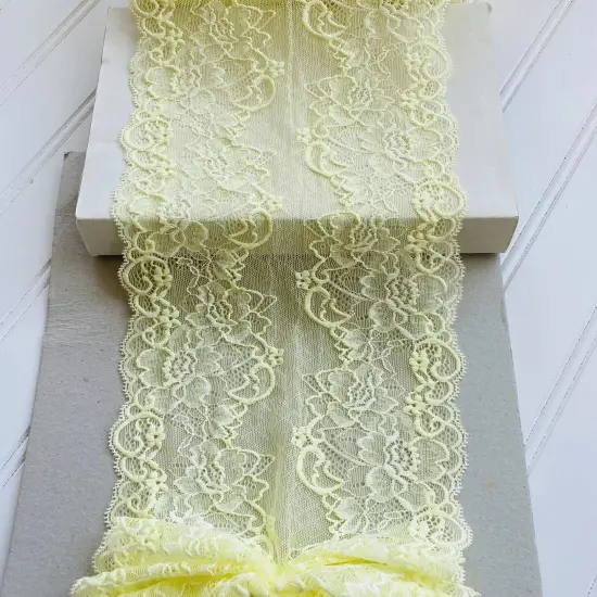 Kitcheniva 6.5" Wide Stretch Bright Yellow Floral Guipure Lace {1}