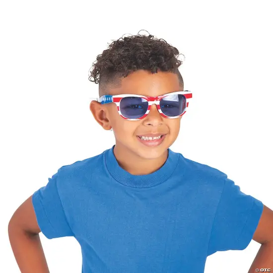 5 1/2" x 2" Kids Patriotic Sunglasses with Blue Lenses 12 Pieces {3}