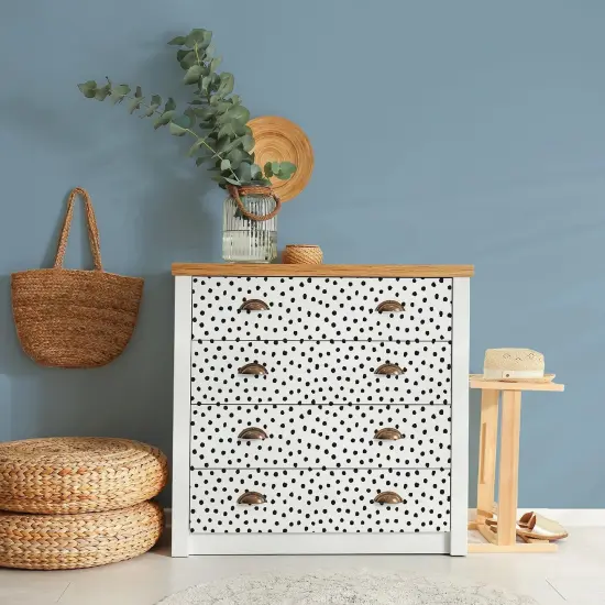 Peel and Stick Decorative Paper Roll, 17-1/2" x 10 ft, Black Painted Dots {4}