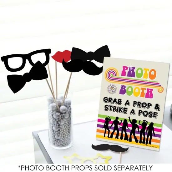 Big Dot of Happiness 70's Disco Photo Booth Sign - 1970s Disco Fever Party Decor - Printed on Sturdy Plastic- 10.5 x 13.75" - Sign with Stand - 1 Pc {3}