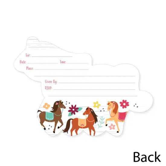 Big Dot of Happiness Run Wild Horses - Shaped Fill-In Invitations - Pony Birthday Party Invitation Cards with Envelopes - Set of 12 {6}